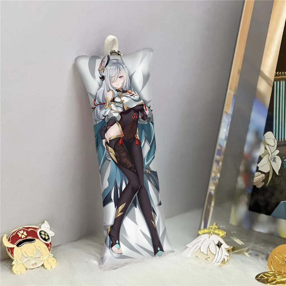 

Cute Genshin Impact Shenhe Mini Dakimakura Key Chain Decoration Small Body Pillow Bag Keychain Pendants Cartoon Game Periphery