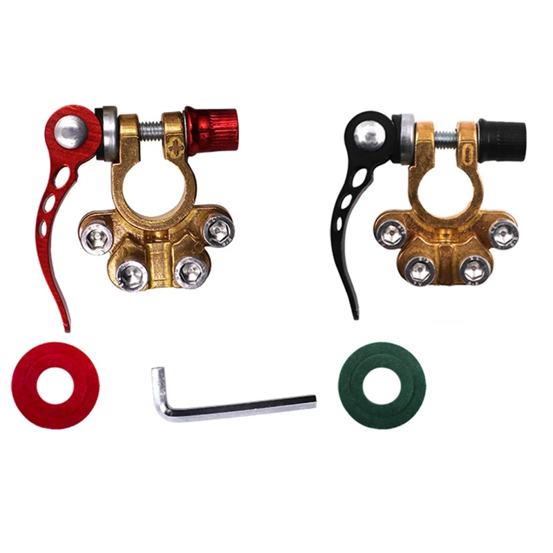 

2 Pack Copper Copper Car Truck Battery Pile Head Terminal Disconnect Switch Link Metal Brass Car Clip Adapter Car Accessories