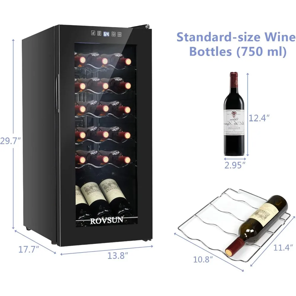 Freestanding Compressor Wine Cooler Refrigerator,Beverage Wine Chiller,Digital Temperature Control & Double-layer Glass Door