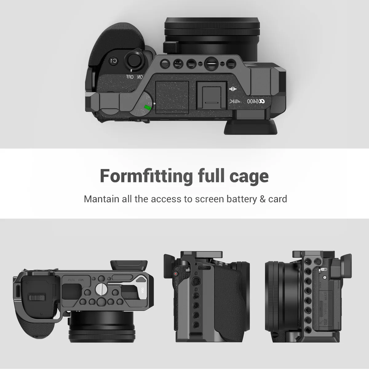 SmallRig DSLR A6400 Camera Cage with Silicone Handle Handgrip & Cold Shoe ,Case Rig Set for Sony A6100 / A6300/ A6400 -3164 — view 6
