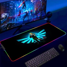 

Zeldas Of Legends Mouse Pad RGB Mat Gaming Accessories Gamer Keyboard Computer Desk Mause Ped LED Light Mouse Mats Xxl Mousepad