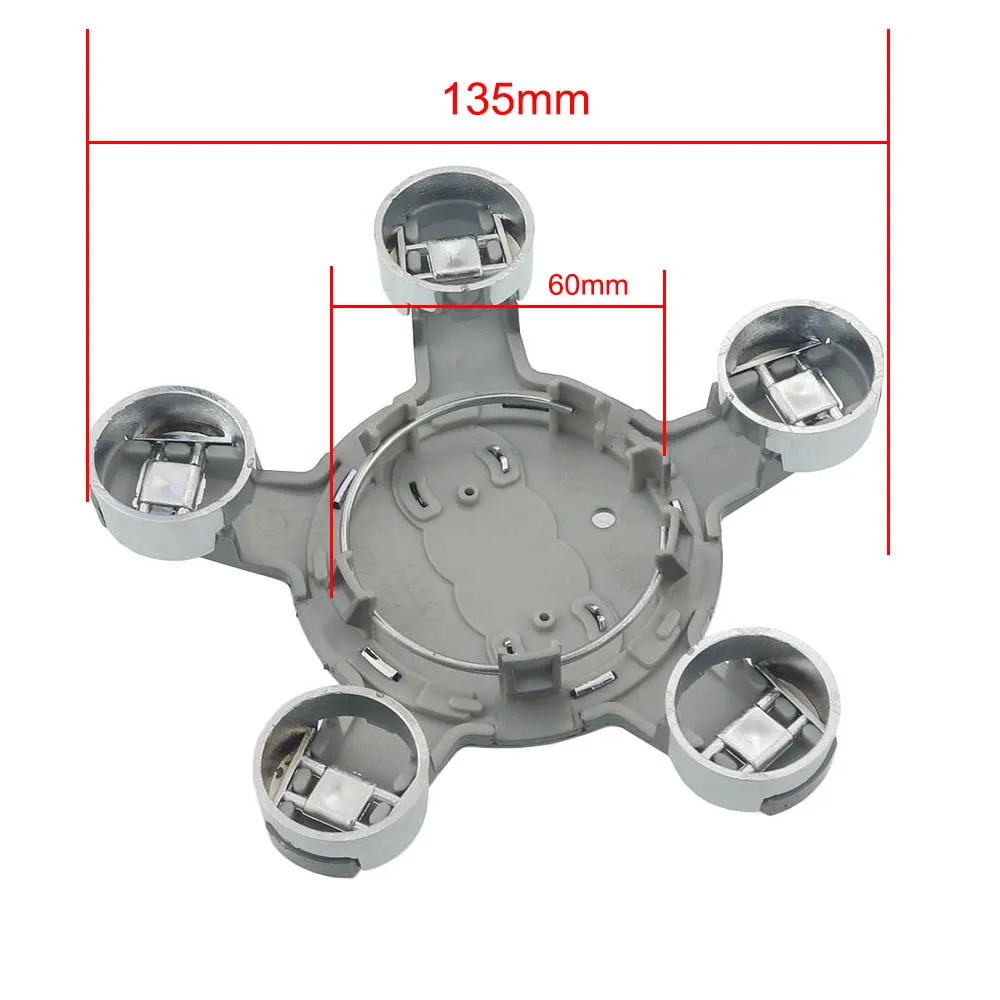 4 PCS 135mm Grey Car Wheel Center Hub Caps for Audi A3 A4 A5 A6 A7 A8