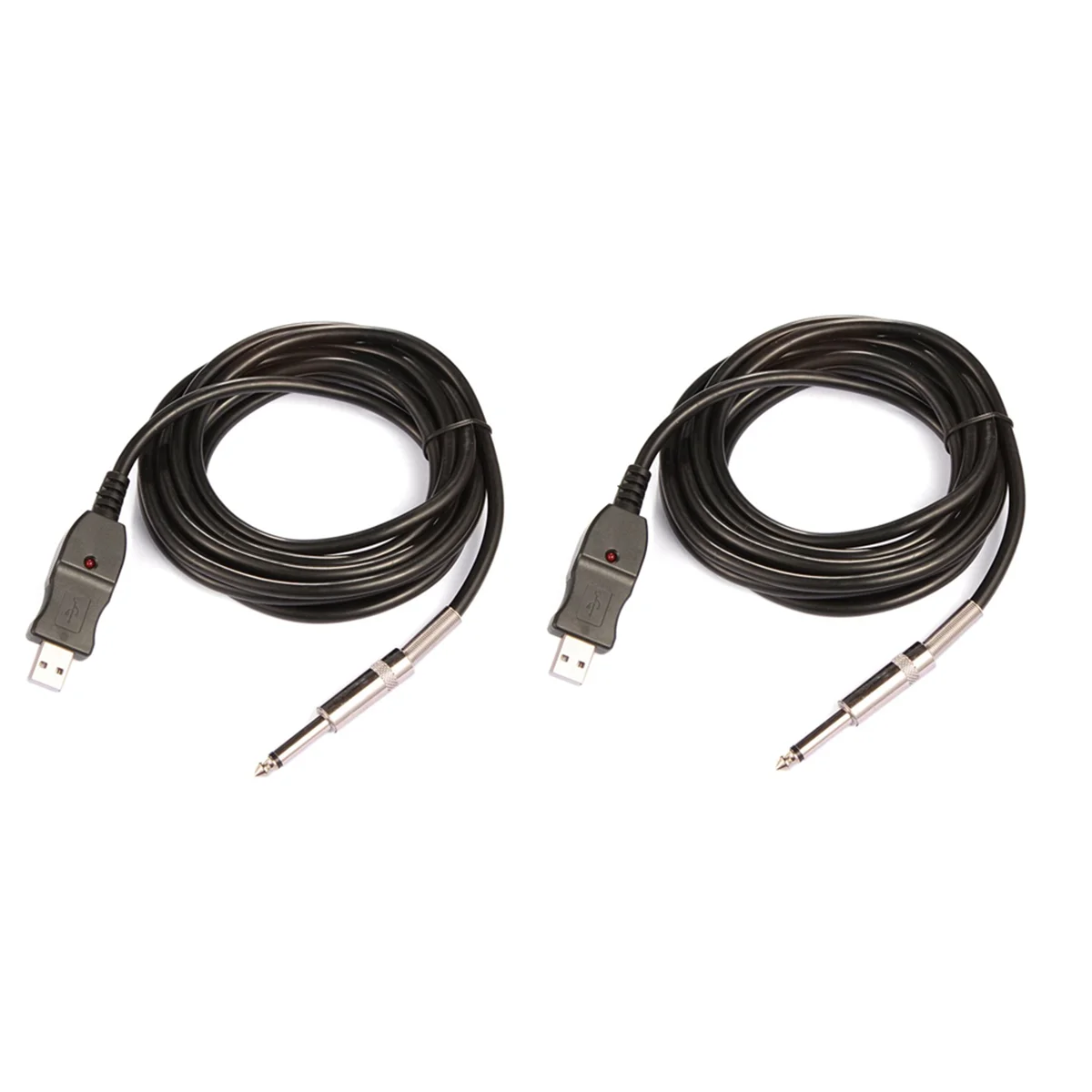 BAAU 2pcs 3 Meters Guitar to PC USB Recording Cable Lead Adaptor Converter Connection Interface 6.5mm