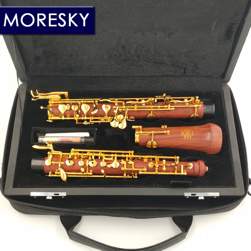 MORESKY Professional C Key Oboe of Redwood Semi/Fulli Automatic Rosewood Style Cupronickel Gold-plated S16