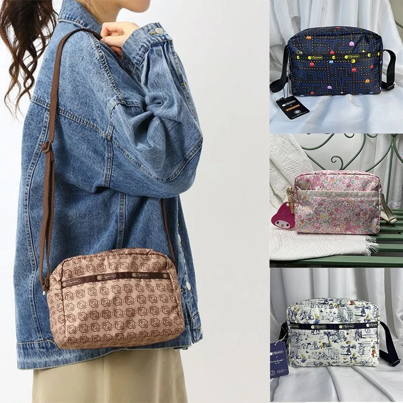 

New Lesportsac Women's Fashion Casual Cartoon Print Versatile Nylon Small Square One Shoulder Crossbody Cloth Bag Birthday Gift