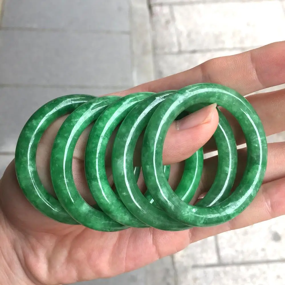 40mmNaturalMyanmarBrumaDarkGreenJadeJadeiteBanglesHandChildChildrenBabyStoneBangle