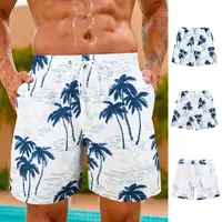 Men's beach shorts with mesh lining swimsuit 3D plant beach shorts men's swimming shorts 2024 quick drying cool ice shorts 1