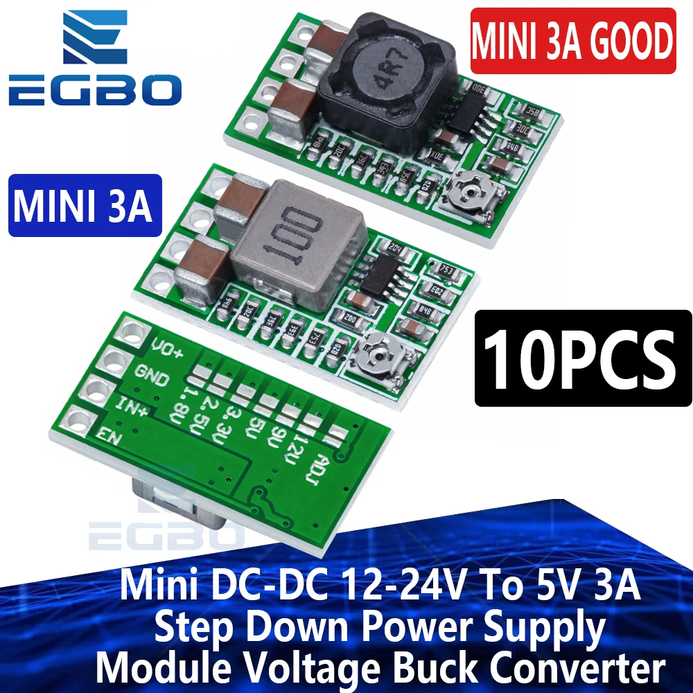 10PCS Mini DC-DC 12-18V To 5V 3A Step Down Power Supply Module Voltage ...
