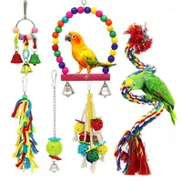 Bird Toy Combination Set Swing Cotton Rope Standing Stick Biting Bird Supplies Colored Parrot Toy 1