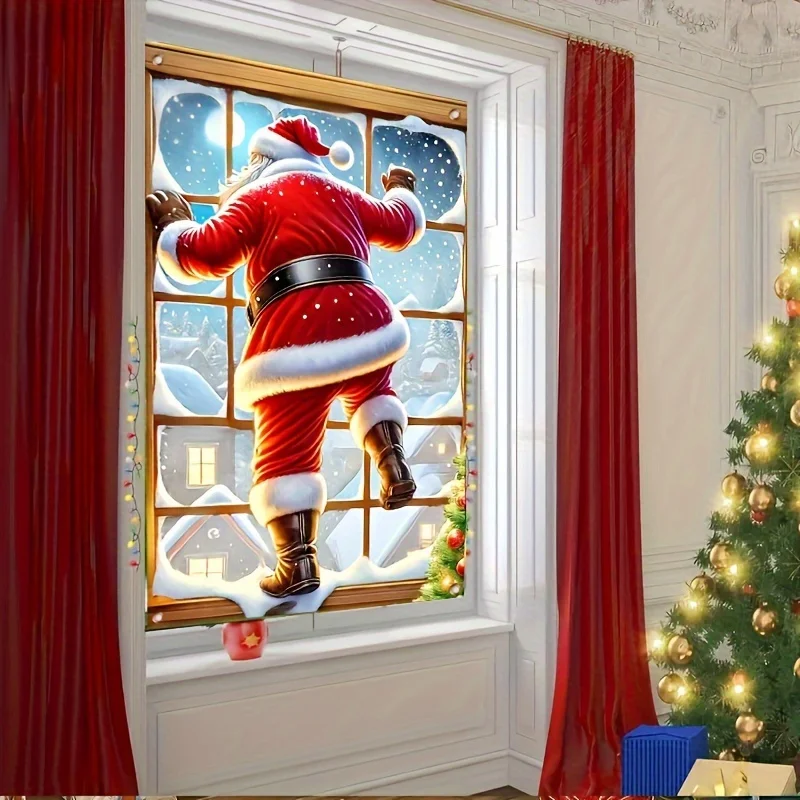 Merry Christmas Door Banner Large Santa Claus Christmas Door Cover Backdrop Christmas Party Supplies Decoration 2026