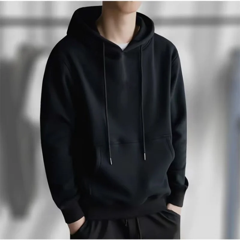 패션 남성 여성 후드티 봄 가을 겨울 캐주얼 루즈 포켓 스웨트셔츠 남성 상의 단색 후드티 스웨트셔츠 남성용