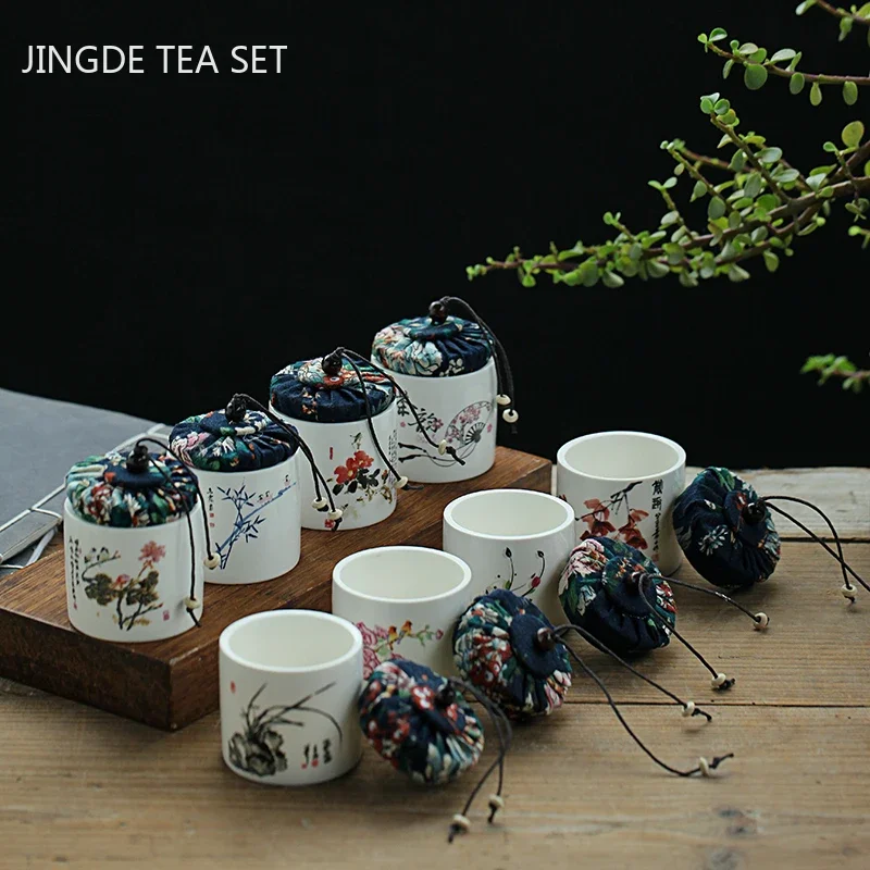 Creativity Ceramics Tea Caddy Tieguanyin Storage Tank Portable Travel Tea Box Sealed Coffee Powder Jar Spice Organizer tea tin box,tea canister