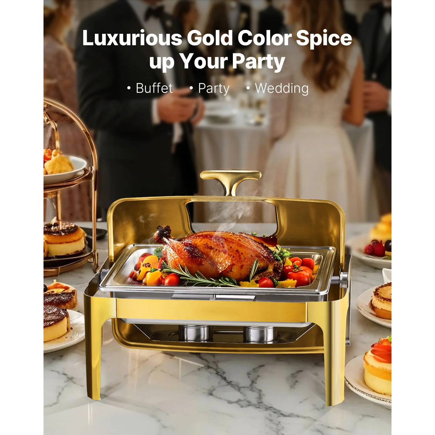 Stainless Steel Chafing Dish Buffet Server with Visible Lid