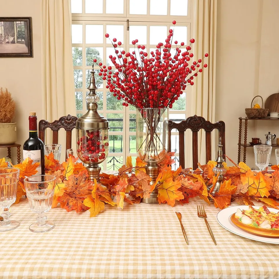 Ghirlanda Autunnale Con Foglie D'Acero Lvydec – 2 Pezzi Da 2 Metri – Decorazione Per Camino, Porte E Scale – Colori Rosso, Arancione, Verde