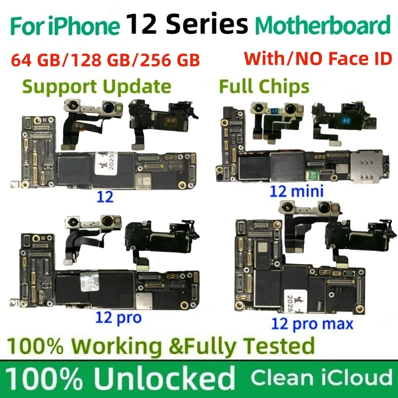 100% Tested Unlocked For iPhone 12 Pro Max Motherboard Support