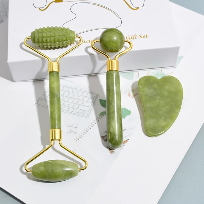 Gezicht massager roller gua sha jade winkel schraper roller massage voor gezichtsgouache lift