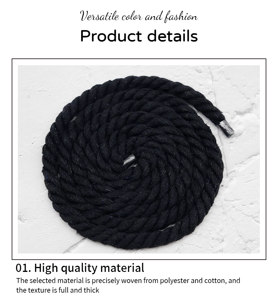 1Pair 120cm Three Strand Cotton Rope Colored Thick String Shoelace 0.8cm  Wide Circular Running Sneakers Shoelace - AliExpress