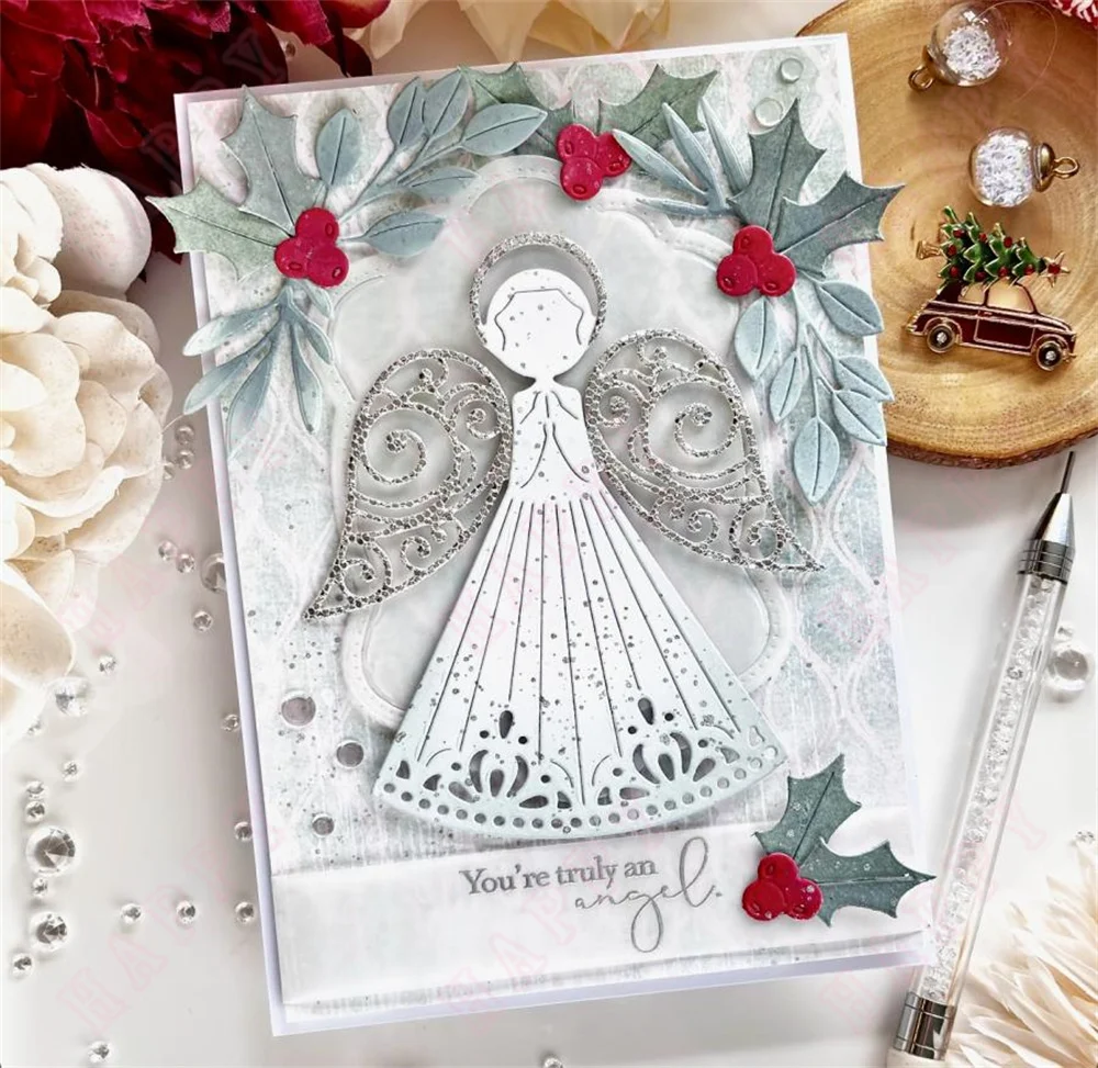 2024 New Christmas Die Metal Cutting Dies Angelic Sentiments Die Stamp  Stencil Set DIY Scrapbooking Paper Craft Card Template - AliExpress, image size:1000x973