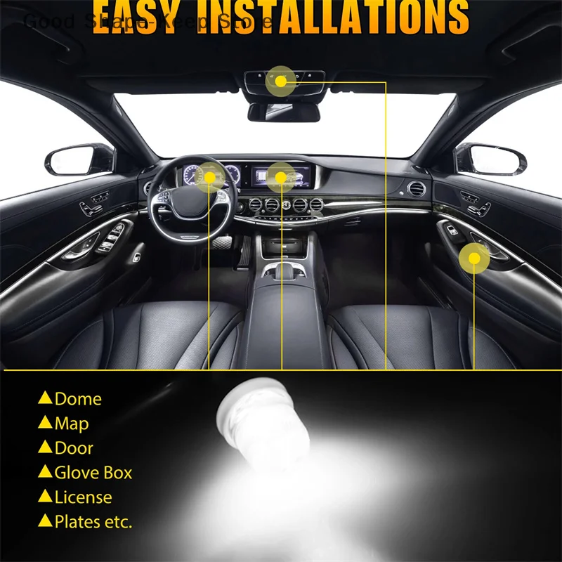 LED bulb for car interior, white light, 12V, T11, BA9s, 3030, 1smd, t4w, Dome map, license plate, reverse, parking light, 20PCs - 6