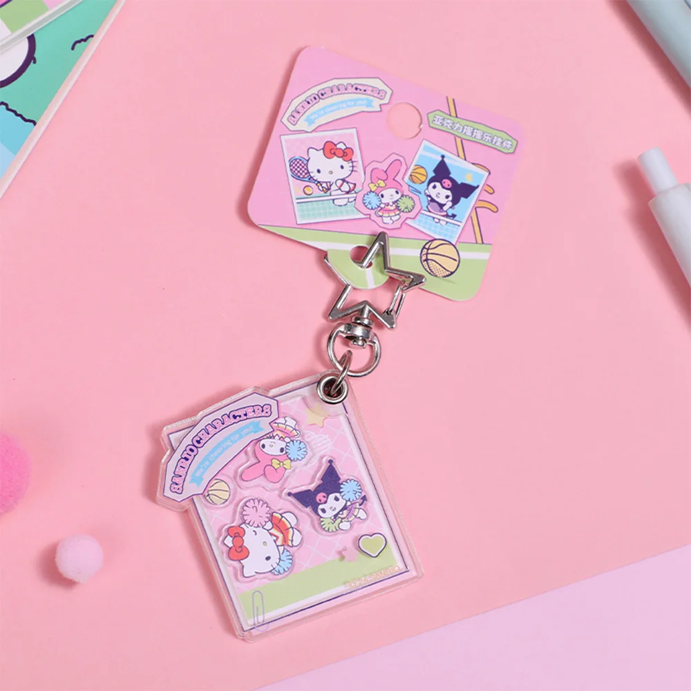 Fashion Sanrio Acrylic Shaker Keychain Pendant Star Shape Carabiner Durable Scratch-Resistant Decorative Bag Pencil Pouch 5
