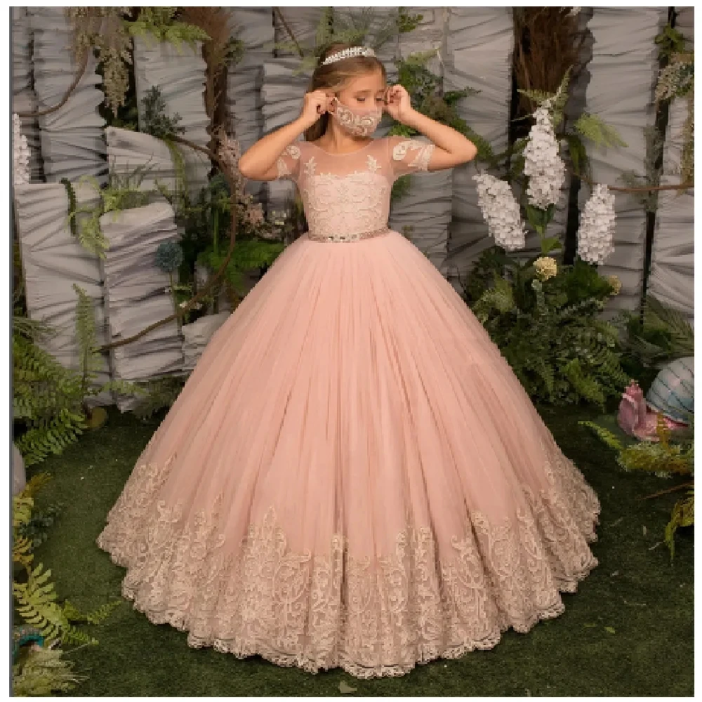 

Flower Girl Dresses Up Fluffy Princess Ball Gown Sleeveless Bow Tulle Wedding Guest Evening Party Communion Dresses For Kids