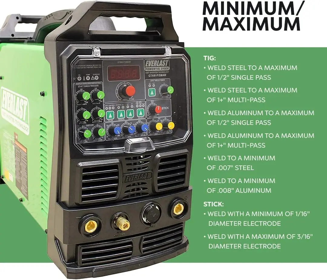 PowerTIG 250EX AC/DC Pulse TIG Stick Welder IGBT 1 or 3 Phase 220v Pulse Up To 500 Hz in AC or DC Modes