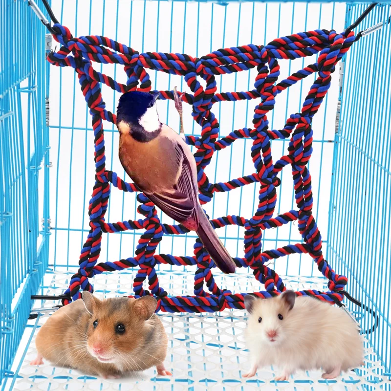Bird Climb Net Nylon Rope Parrot Hanging Rope Stand Net Swing Play Ladder Chew Toy Buckles Sport Toys