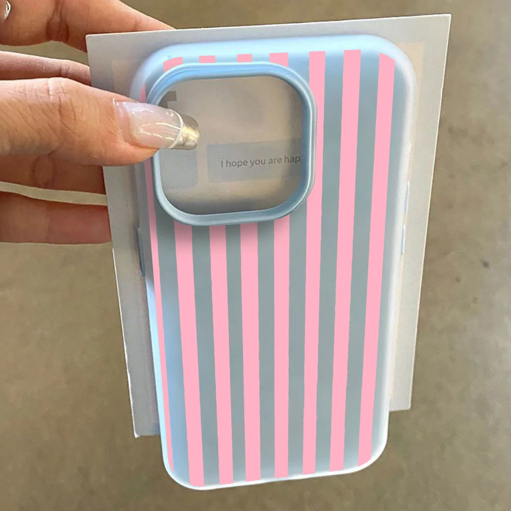 Minimalist Pastel Pink Stripe Matte Macaron Phone Case