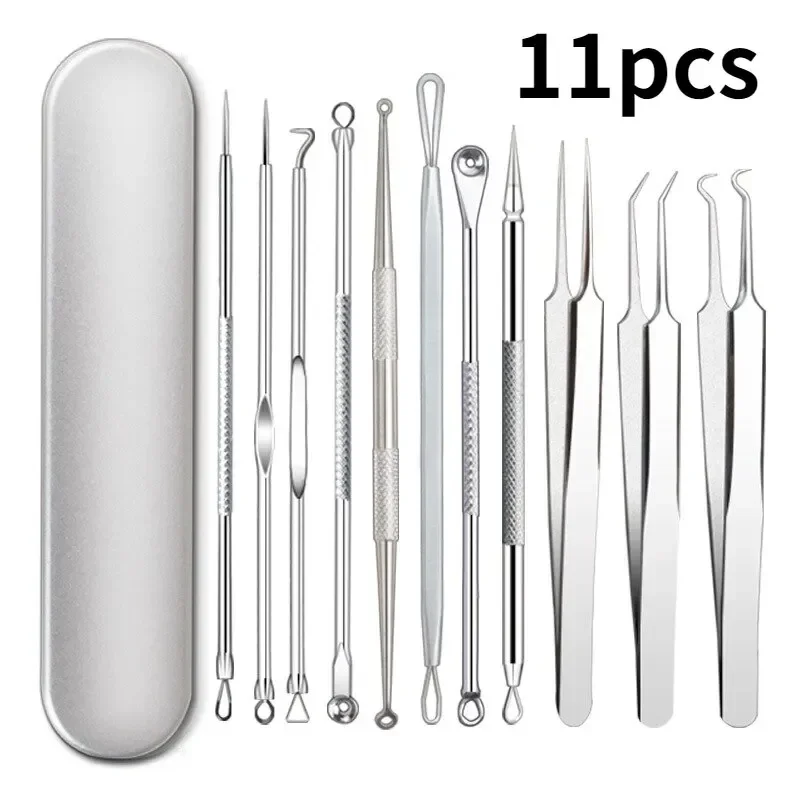 11Pcs Acne Needle Blackhead Clip Remover Extraction Pore Black Head Clean Face Skin Care Cleansing Needle Blemish Removal Tool 6