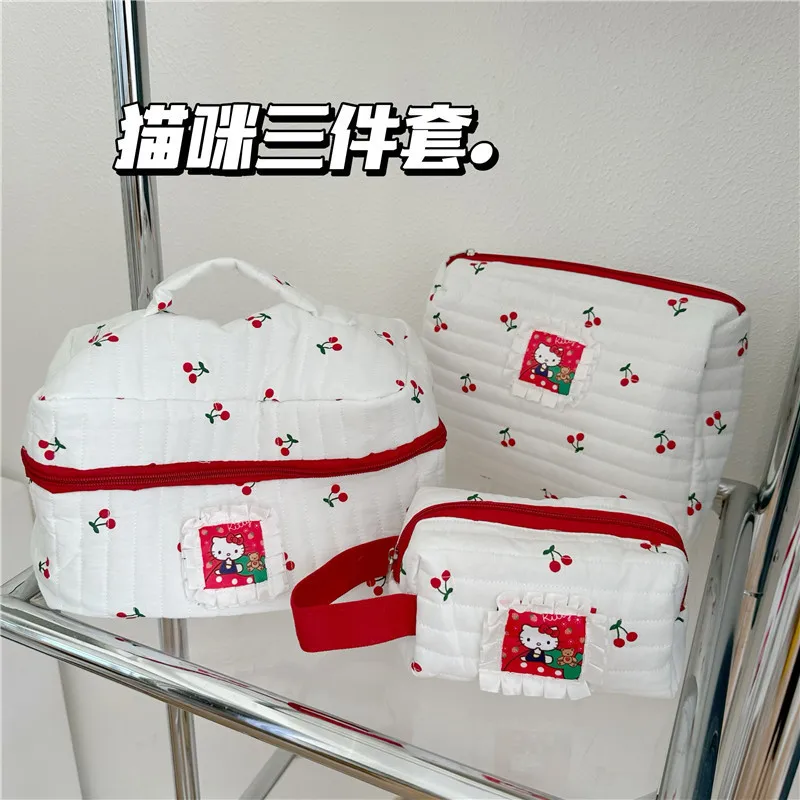 

Kawaii Sanrioed Hello Kitty Series Large Capacity Makeup Bag Portable Travel Bag Skincare Storage Bag Toiletry Bag Girl Gift