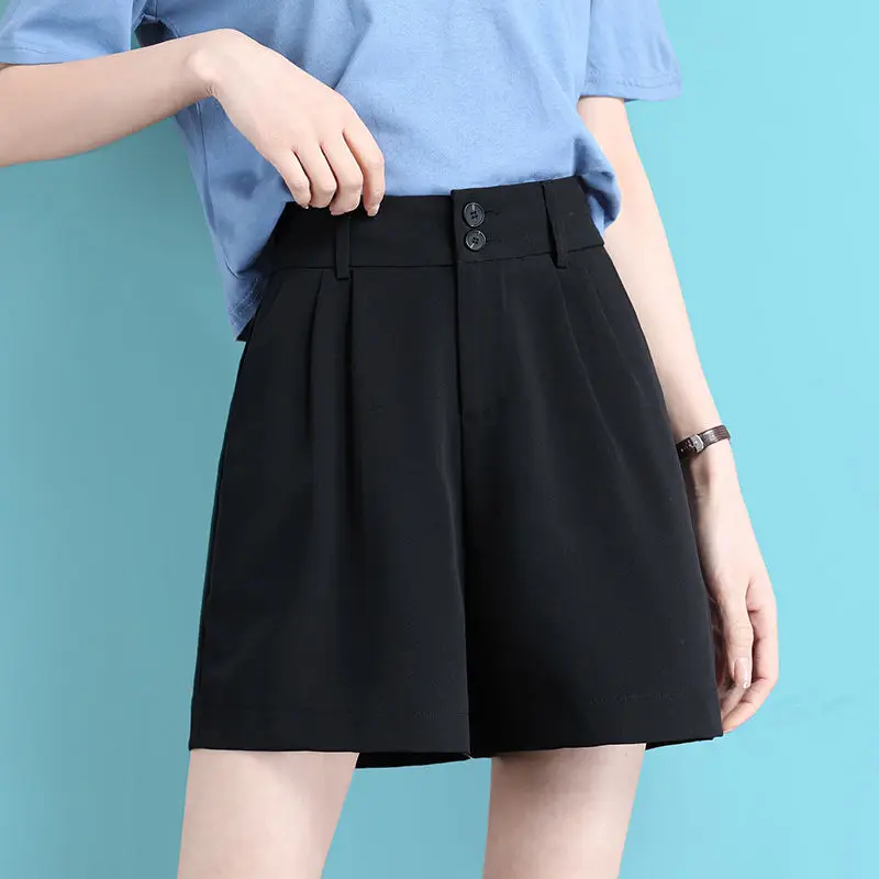 leather shorts 2022 Summer Women's Fashion High Waist Thin Suit Shorts Female Loose Wide Legs Shorts Ladies Solid Color Chiffon Shorts S40 shorts women Shorts