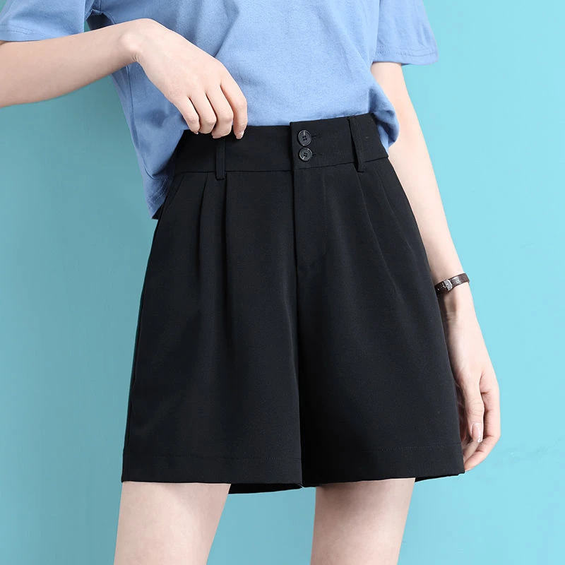 leather shorts 2022 Summer Women's Fashion High Waist Thin Suit Shorts Female Loose Wide Legs Shorts Ladies Solid Color Chiffon Shorts S40 shorts women