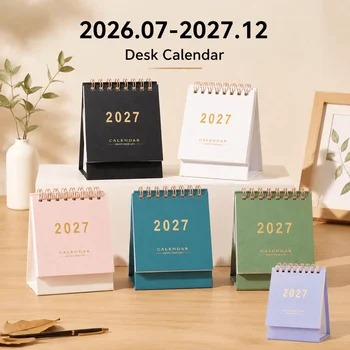 Calendario da Scrivania Mini 18 Mesi (Giugno 2026 - Dicembre 2027) - Colore Pastello Solido, Spirale, Planner da Tavolo per Ufficio e Scuola