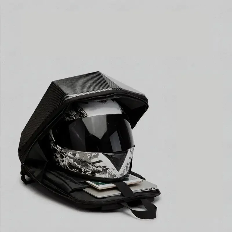 Motorcycle Rider Hard Shell Backpack Men Backpack  Oversized Easy Waterproof Riding Equipment Motorcycle Carbon Fiber Helmet Bag 3