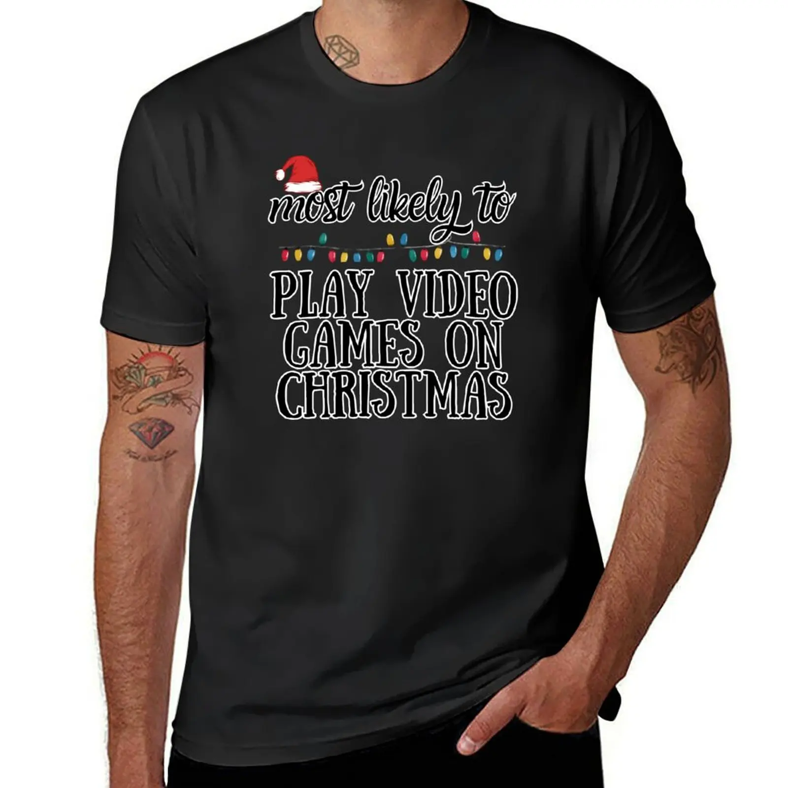 

Most Likely to play video games on Christmas t-shirts T-Shirt customs design your own summer tops plain white t shirts men