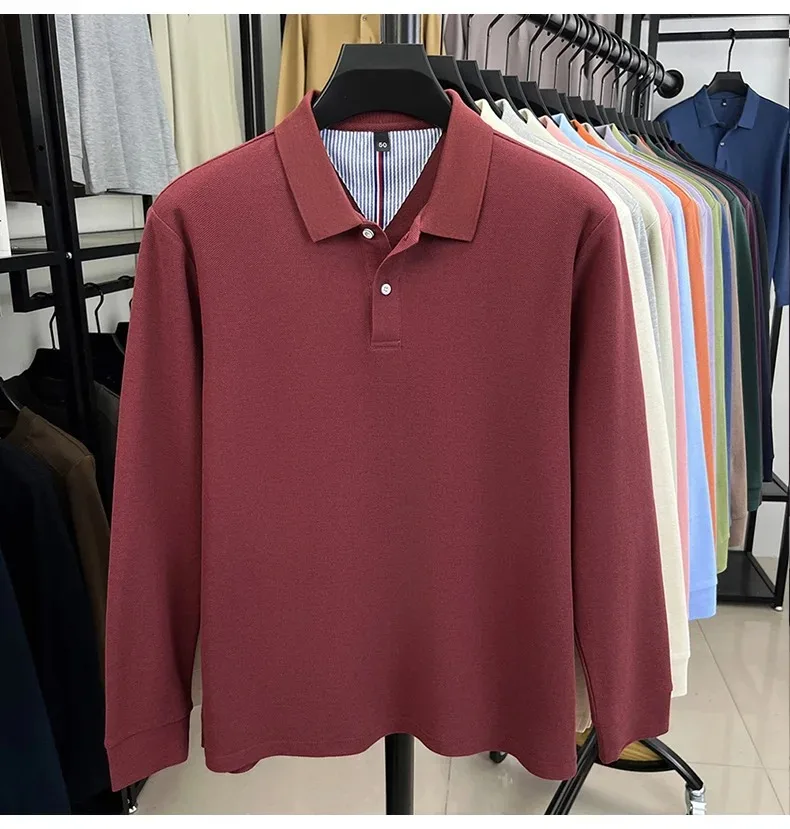 Men’s breathable long sleeve polo shirt for casual use