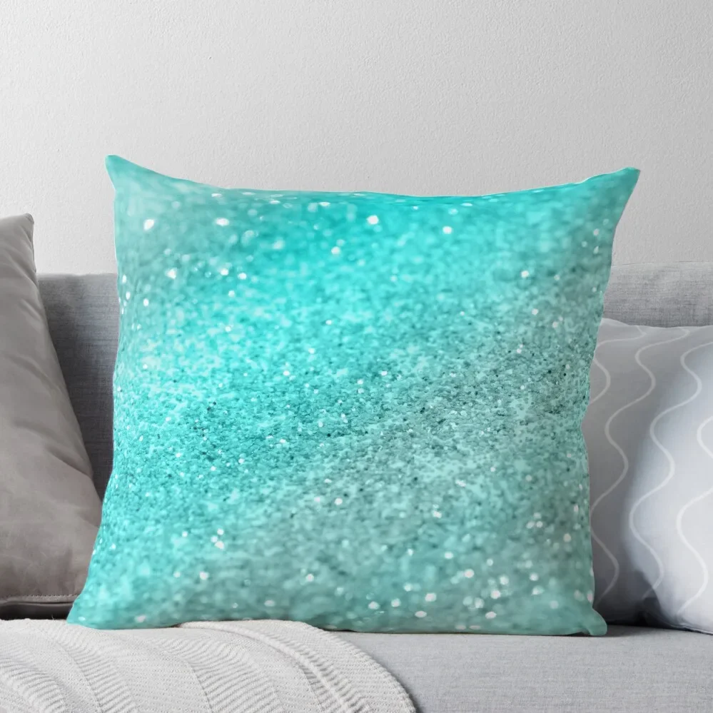 

Aqua Teal Ocean Glitter #1 (Faux Glitter) #shiny #decor #art Throw Pillow Decorative Cushions For Living Room Pillow Decor