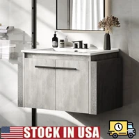 new 24 Inch Floating Vanity Bathroom Sink Combo, Grey Wall Mounted Modern Vanity, Bathroom Cabinet Vanity with Soft-Closing 1
