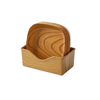 Piatto quadrato leggero e resistente Accessori da cucina Frutta Dessert Torta Snack Caramelle Piatto Snack Ciotole in legno Servire in legno 1