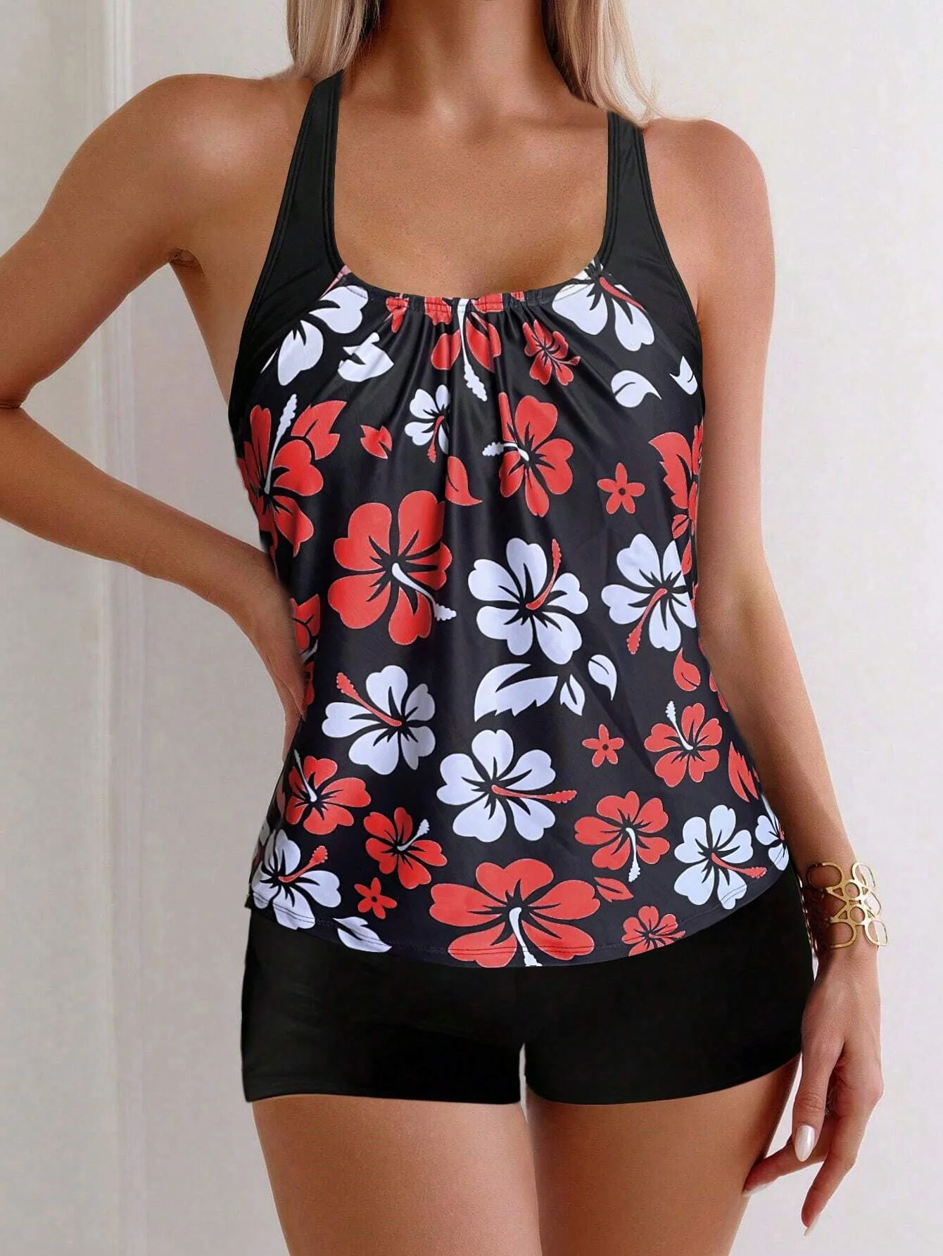 Women Swimsuit Women Two Piece Sets Sexy Floral Tankini Swimsuit Women Printed Swimwear Female Padded Bathers Bathing Swim Suit Swimming Beachwear Summer