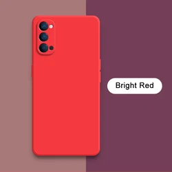 Classic Square Liquid Silicone Shockproof Soft Mobile Back Cover for Reno 10X Zoom (Bright Red)