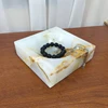 Luxury Natural Marble Square Jade Tray Model Room Creative Home Tabletop White Onyx Jewelry Storage Plate Decorative Ornaments 2