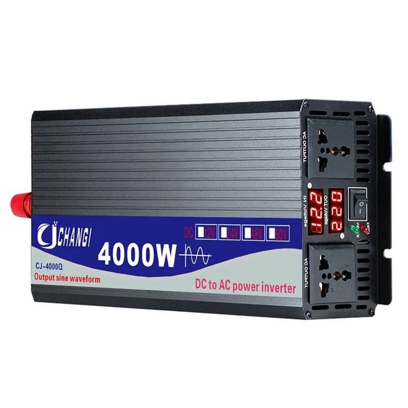 순수 사인파 전력 변환기, 태양광 자동차 인버터, 이중 소켓 변환기, DC 12V, 24V, 48V, 60V, AC 220V, 3000W, 4000W, 5000W