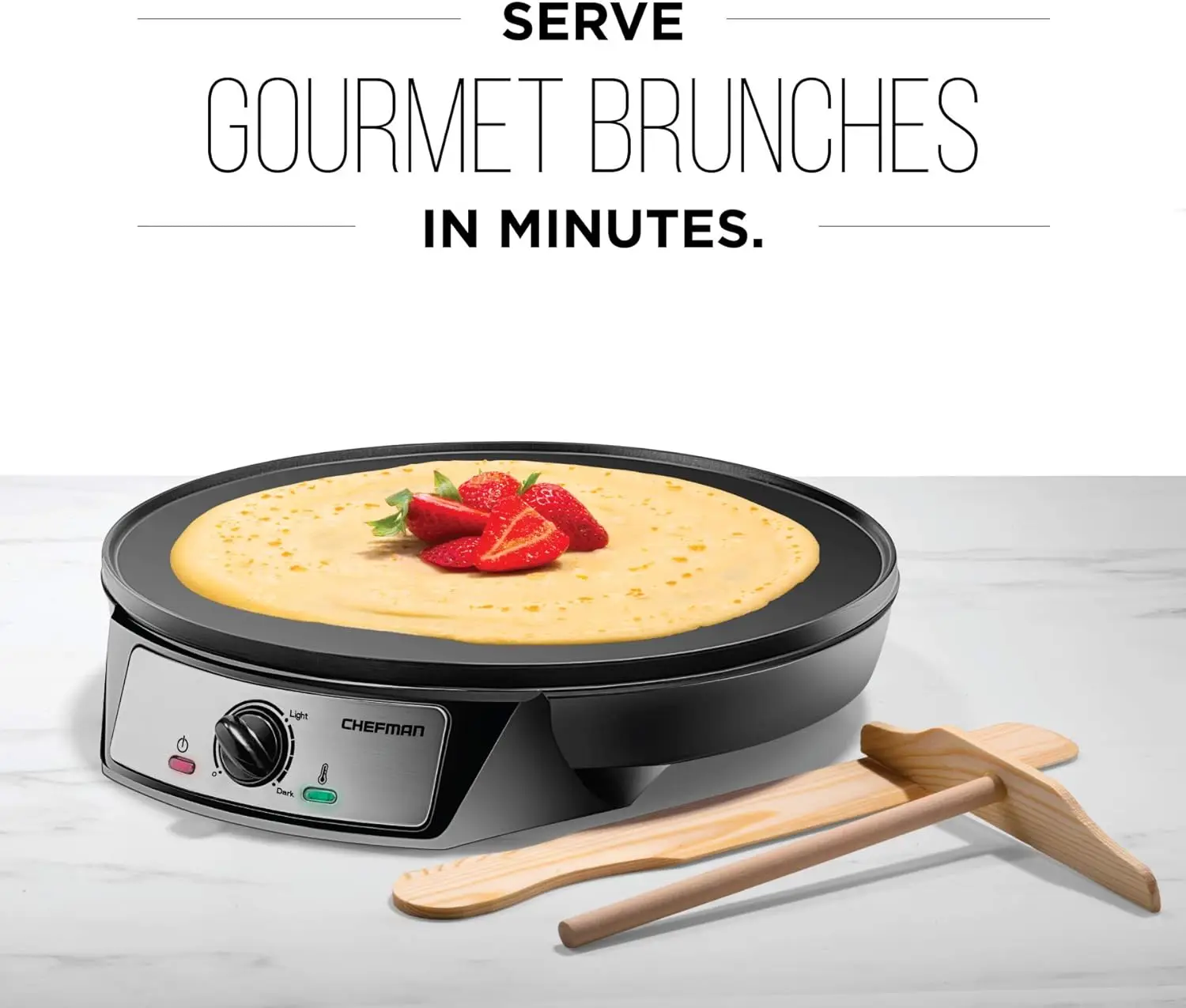 Electric Crepe Maker & Griddle, Precise Temperature Control Skillet for Perfect Brunch Blintzes, Pancakes, Eggs, Bacon 6