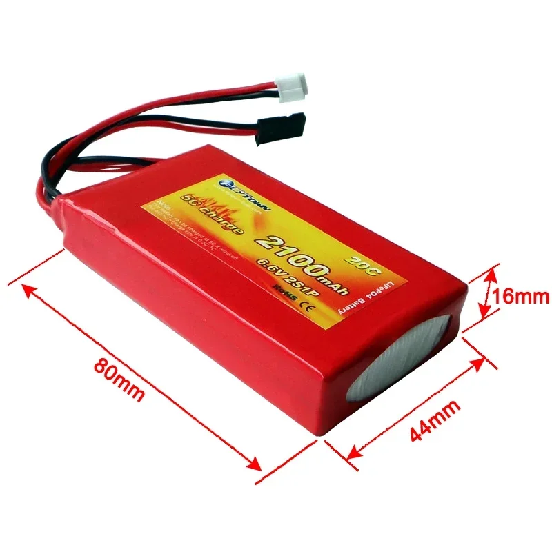 Flytown 2100mAh 2S1P 6.6V 20C LiFePo4 Transmitter Battery LiFe TX Pack For Futaba 3PV T14SG 8J 10J 4PK 4PX 4PV 4PM 7PX 4PLS 16SZ 3