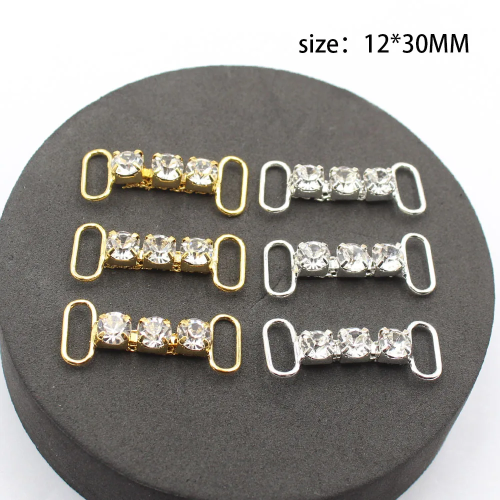 10개입 30MM 싱글 로우 S28 라인스톤 장식 보강 체인/비키니 연결 버클 (어깨끈 의류 및 드레스용)
