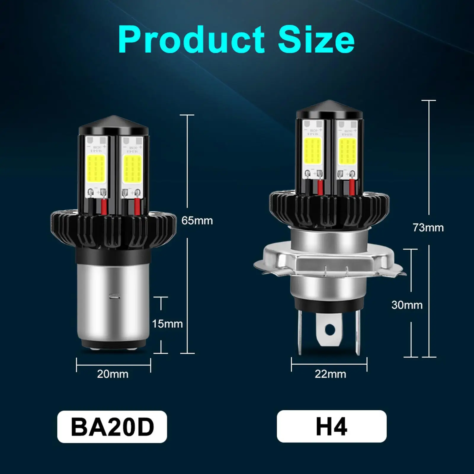 H4/ BA20D H4/ BA20Drcycle Headlight Bulbs Lamps LED, Plug-and-Play