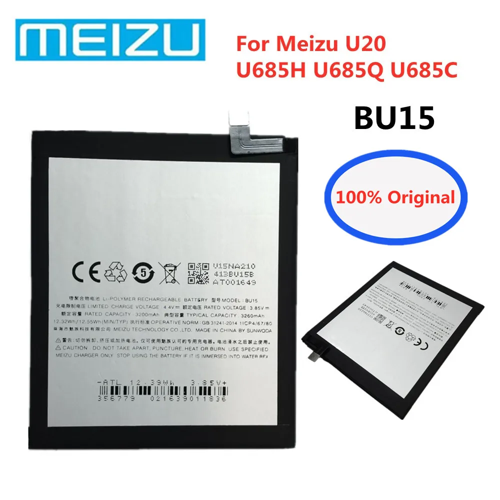 

Meizu 100% Original 3260mAh BU15 Battery For Meizu U20 Mobile Phone Latest Production High Quality Rechargeable Battery Bateria