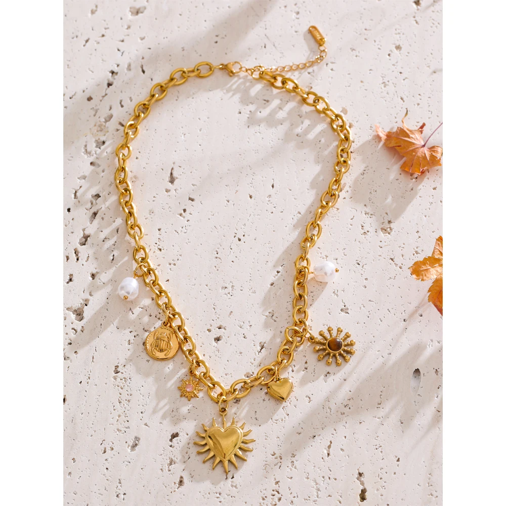 Yhpup Necklace Stainless Steel Waterproof for Women