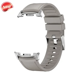 Premium Leather Silicone Watch Strap - Original Connector Wristband - Galaxy Watch 8 44mm (Official Grey)